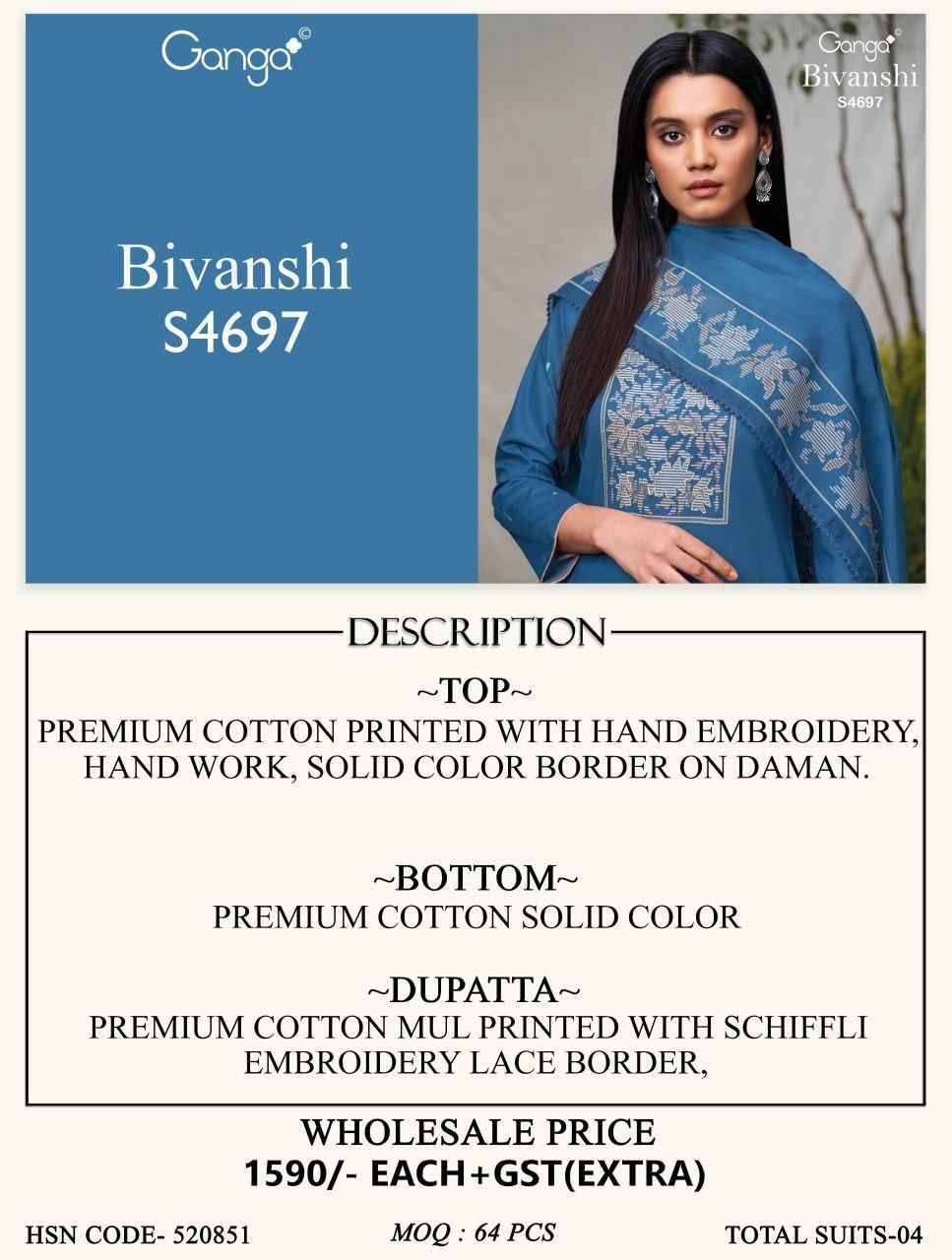 BIVANSHI 4697 Series By Ganga Fashion Beautiful Festive Suits Stylish Colorful Fancy Casual Wear & Ethnic Wear PREMIUM COTTON Print Dresses At Wholesale Price